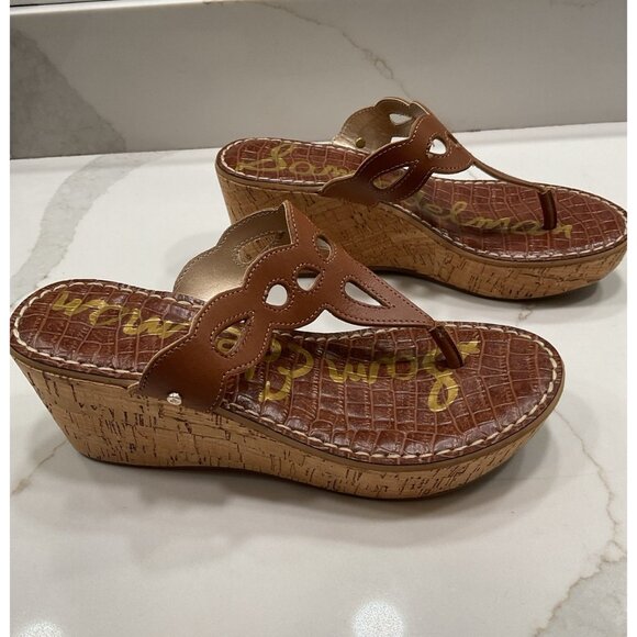 Sam Edelman Brown Cork Wedge Sandal Size 7.5 - Picture 2 of 7